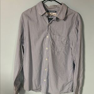 Old Navy Men's Navy Striped Button Down Shirt - Slim Fit Large